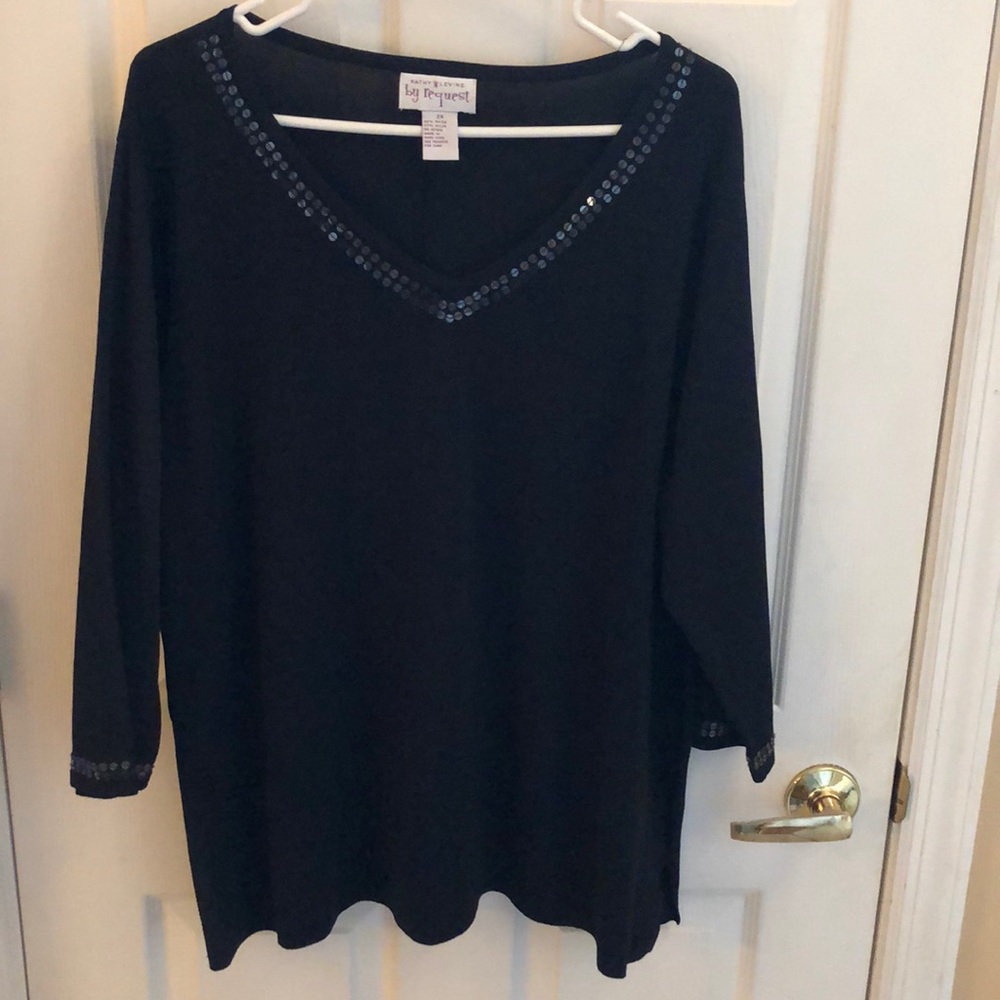 Kathy Levine Black Tunic Sz 2X